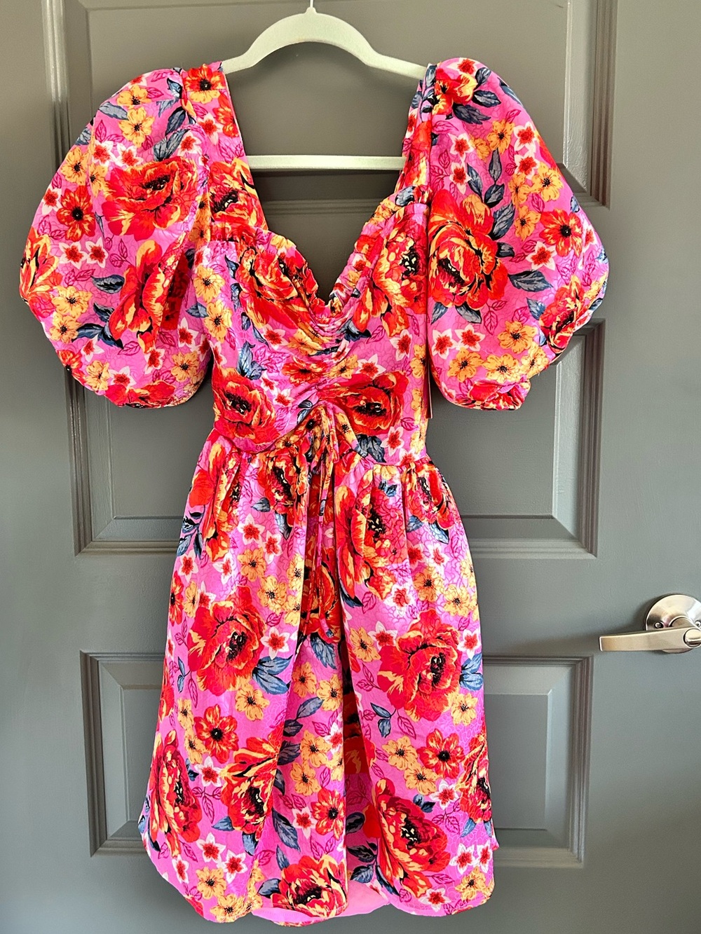 Buddy Love Pink Floral Maxi Dress with Red & Yellow Blooms